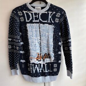 Game of Thrones “Deck The Wall” Ugly Christmas Knit Sweater Navy Size  Small